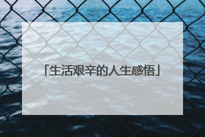 生活艰辛的人生感悟