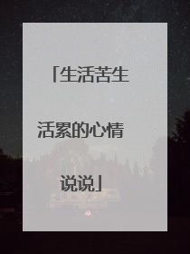 生活苦生活累的心情说说