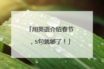 用英语介绍春节，5句就够了！