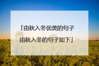 由秋入冬优美的句子 由秋入冬的句子如下