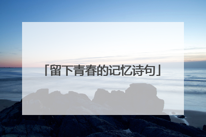 留下青春的记忆诗句