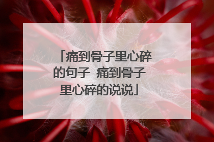 痛到骨子里心碎的句子 痛到骨子里心碎的说说