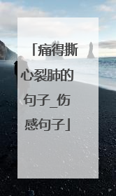痛得撕心裂肺的句子_伤感句子