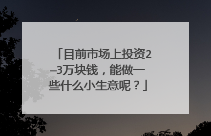 目前市场上投资2—3万块钱,能做一些什么小生意呢?