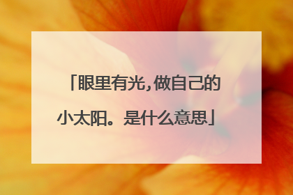 眼里有光,做自己的小太阳。是什么意思