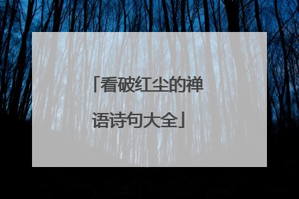 看破红尘的禅语诗句大全