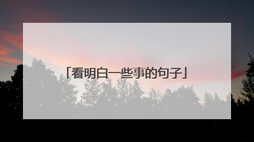 看明白一些事的句子