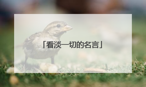 看淡一切的名言