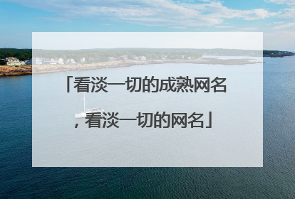 看淡一切的成熟网名,看淡一切的网名