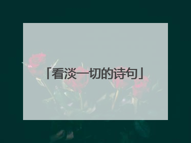 看淡一切的诗句
