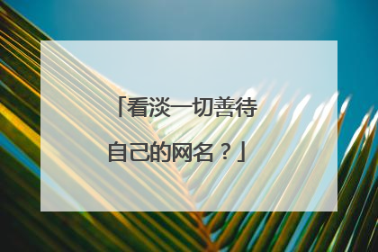 看淡一切善待自己的网名？