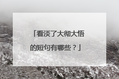 看淡了大彻大悟的短句有哪些?