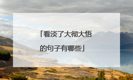 看淡了大彻大悟的句子有哪些