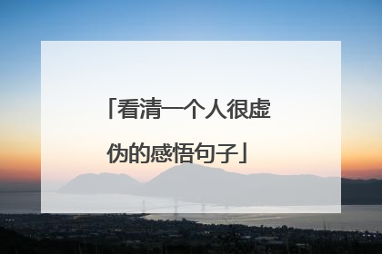 看清一个人很虚伪的感悟句子