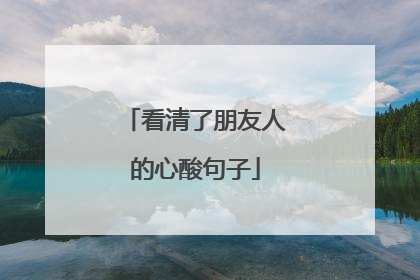 看清了朋友人的心酸句子