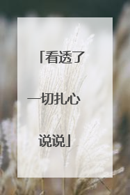 看透了一切扎心说说