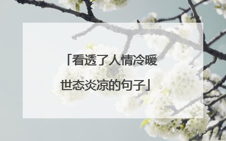 看透了人情冷暖世态炎凉的句子
