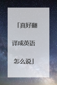 真好翻译成英语怎么说