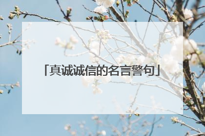 真诚诚信的名言警句