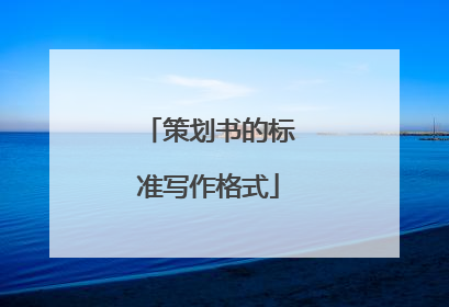 策划书的标准写作格式