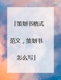 策划书格式范文,策划书怎么写