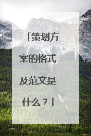 策划方案的格式及范文是什么?