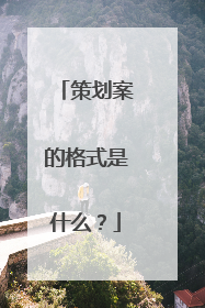 策划案的格式是什么？