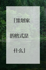 策划案的格式是什么