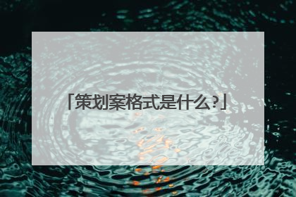 策划案格式是什么?