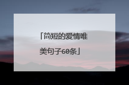 简短的爱情唯美句子60条