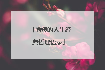 简短的人生经典哲理语录