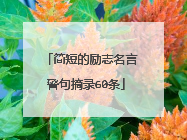 简短的励志名言警句摘录60条