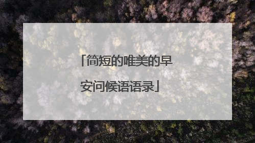 简短的唯美的早安问候语语录