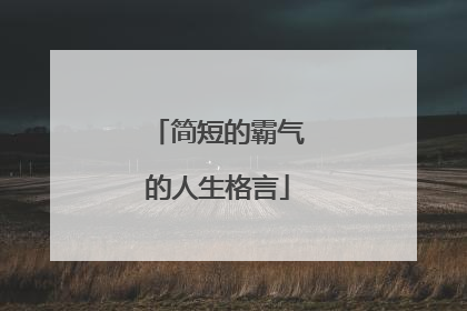 简短的霸气的人生格言