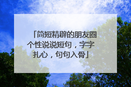 简短精辟的朋友圈个性说说短句,字字扎心,句句入骨