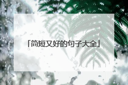简短又好的句子大全