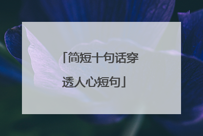 简短十句话穿透人心短句