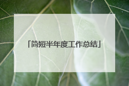 简短半年度工作总结