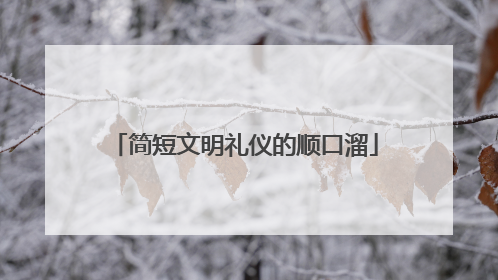 简短文明礼仪的顺口溜
