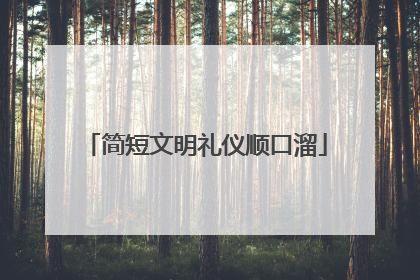 简短文明礼仪顺口溜