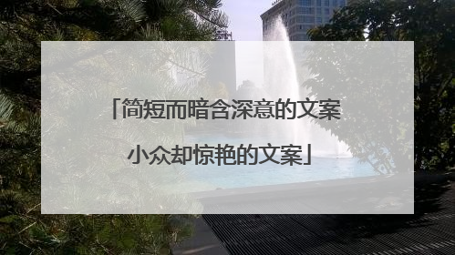 简短而暗含深意的文案 小众却惊艳的文案