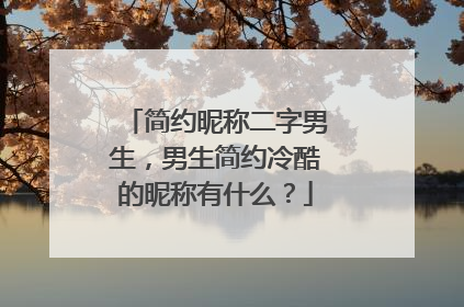 简约昵称二字男生,男生简约冷酷的昵称有什么?