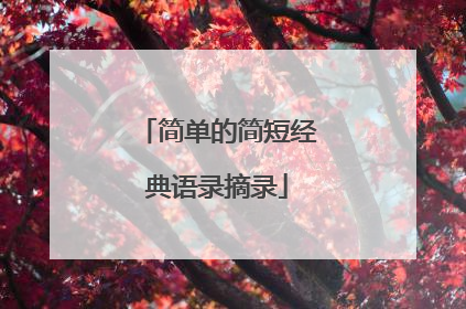 简单的简短经典语录摘录