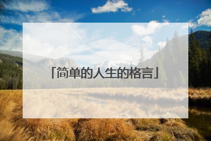 简单的人生的格言