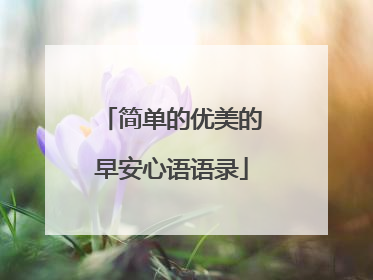 简单的优美的早安心语语录