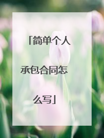 简单个人承包合同怎么写