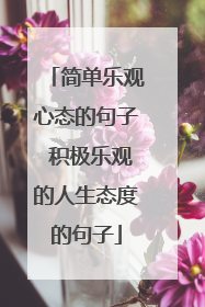 简单乐观心态的句子 积极乐观的人生态度的句子