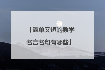 简单又短的数学名言名句有哪些
