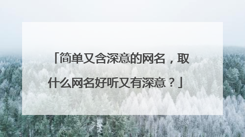简单又含深意的网名,取什么网名好听又有深意?