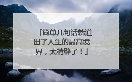 简单几句话就道出了人生的最高境界，太精辟了！